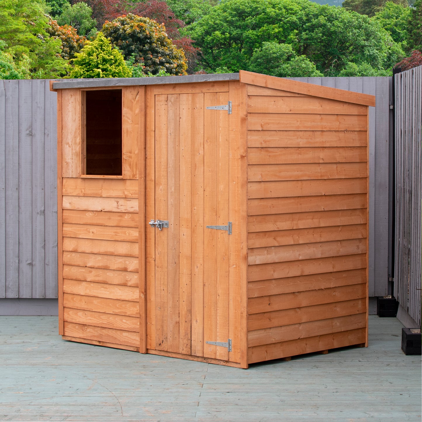 Shire Overlap Pent 6x4 Single Door 6 x 4 ft Dip Treated Wooden Garden Shed