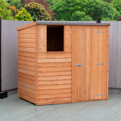 Shire Overlap Pent 6x4 Single Door 6 x 4 ft Dip Treated Wooden Garden Shed