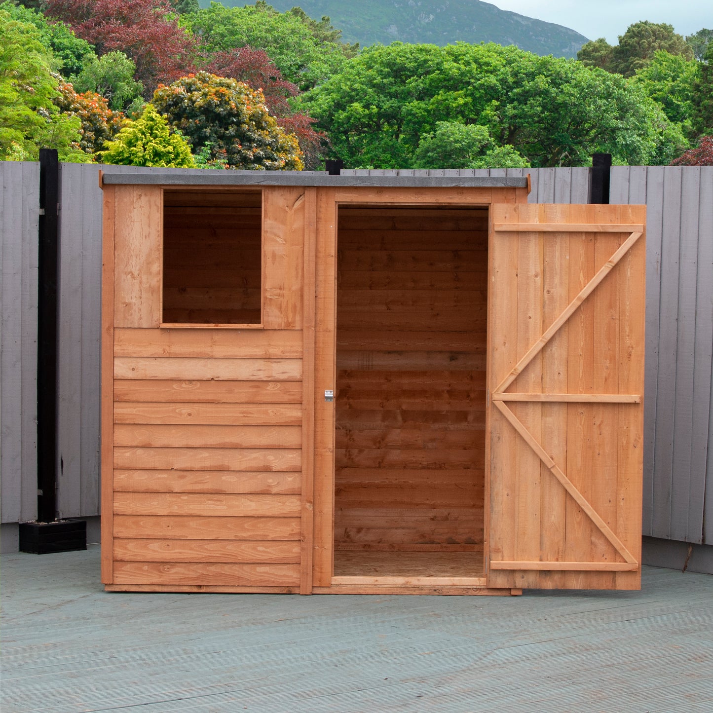 Shire Overlap Pent 6x4 Single Door 6 x 4 ft Dip Treated Wooden Garden Shed