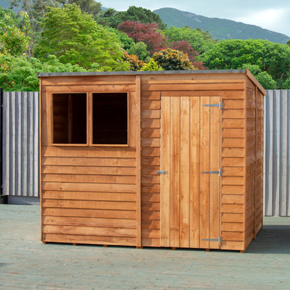 Shire Overlap Pent 8x6ft Dip Treated Wooden Garden Shed