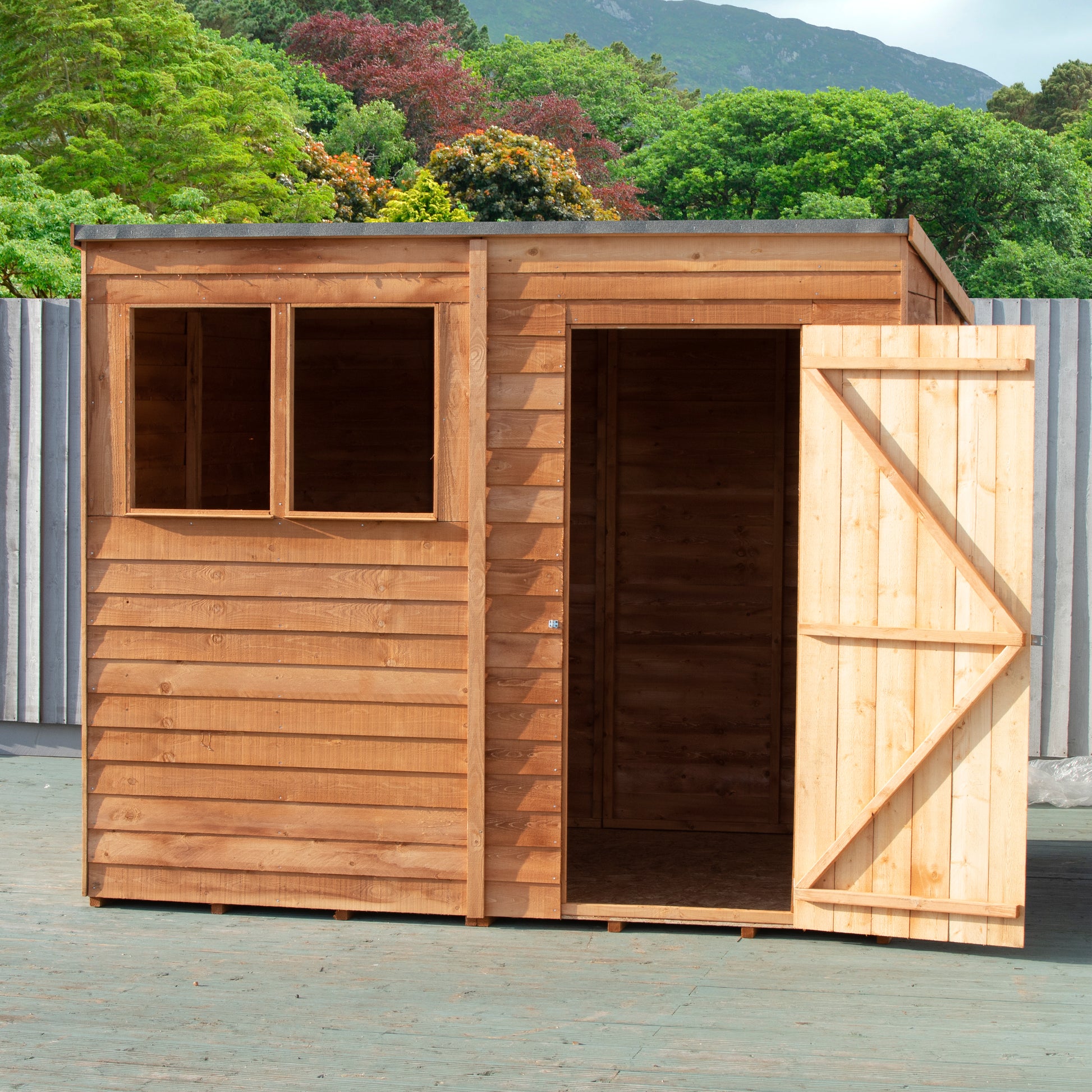 Shire Overlap Pent 8x6ft Dip Treated Wooden Garden Shed