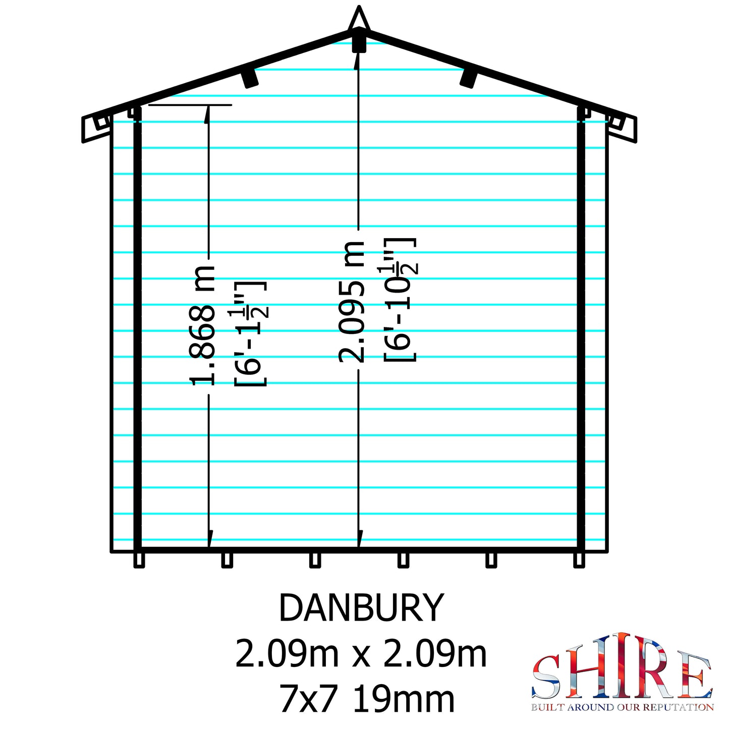 Shire Danbury 7' x 7' ft 19mm Log Cabin