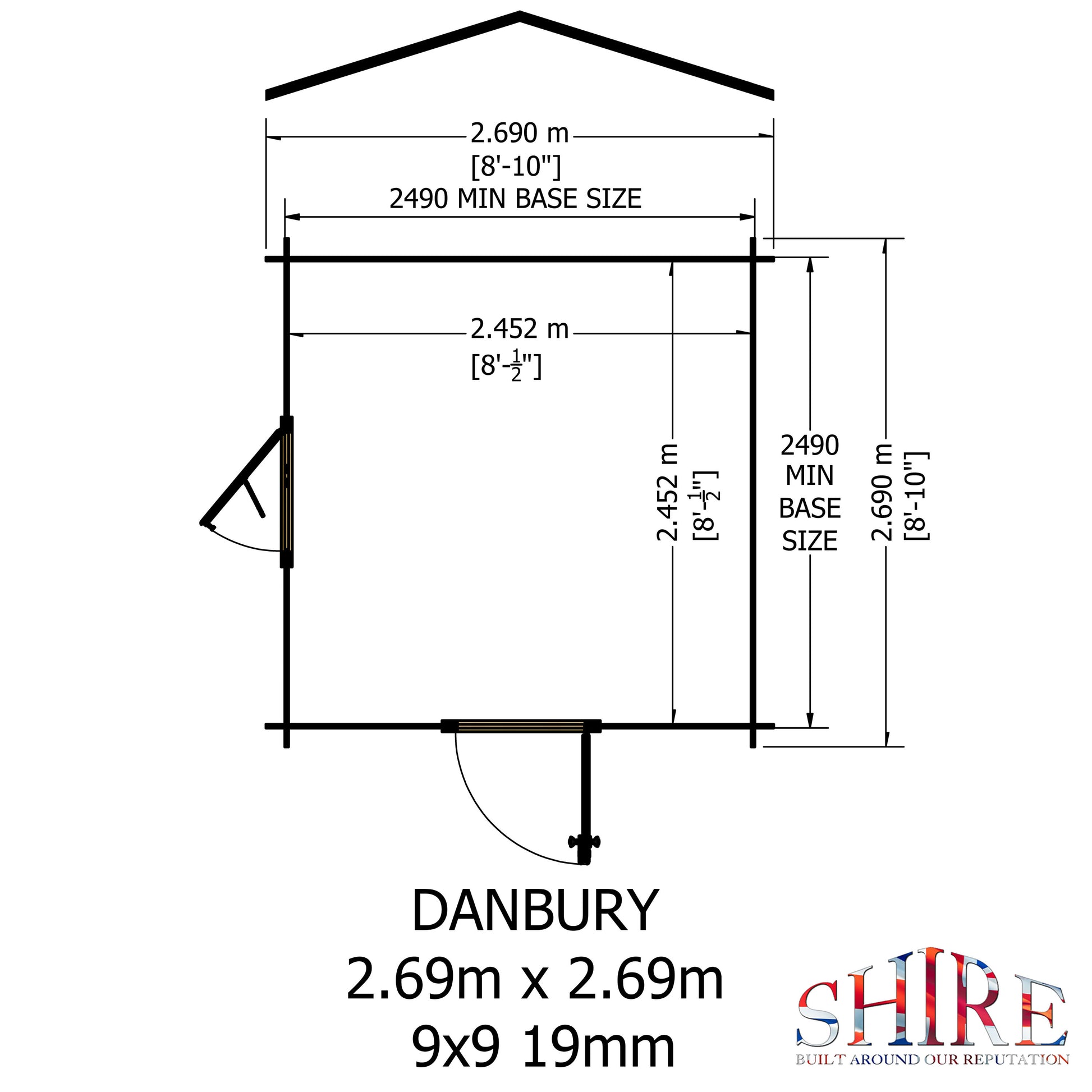 Shire Danbury 9' x 9' ft 19mm Log Cabin