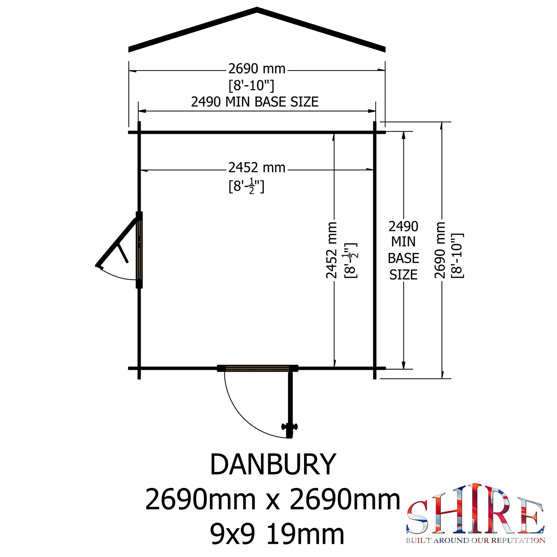 Shire Danbury 9' x 9' ft 19mm Log Cabin