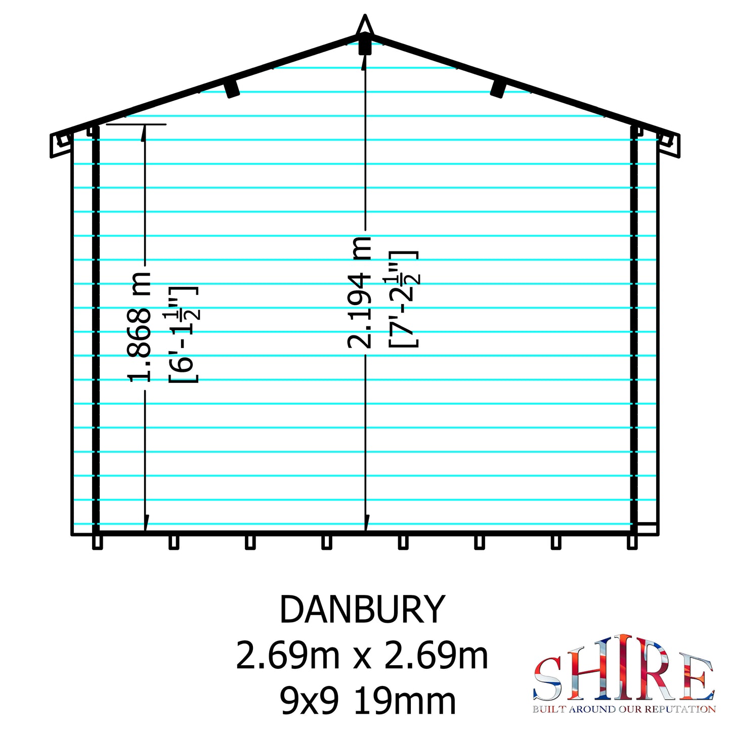 Shire Danbury 9' x 9' ft 19mm Log Cabin