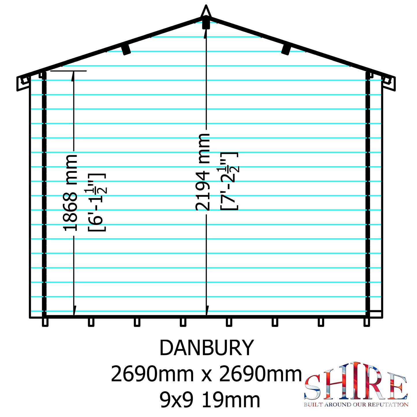 Shire Danbury 9' x 9' ft 19mm Log Cabin