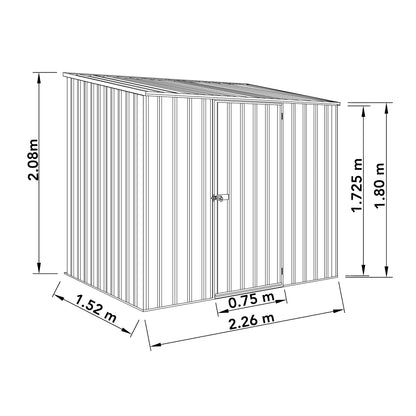 Mercia Absco Space Saver Shed 2.26m x 1.52m - (Zinc)