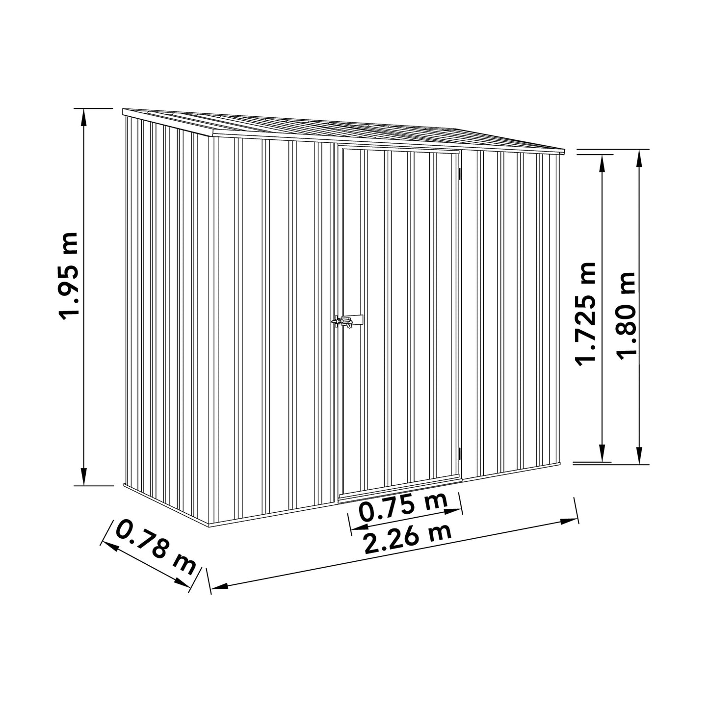 Mercia Absco Space Saver Shed 2.26m x 0.78m - (Pale Eucalyptus)