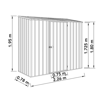 Mercia Absco Space Saver Shed 2.26m x 0.78m - (Pale Eucalyptus)