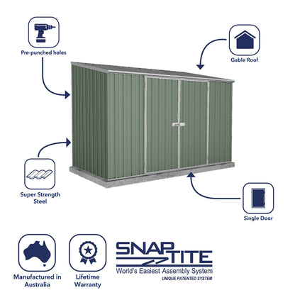 Mercia Absco Space Saver Shed 3m x 1.52m - (Pale Eucalyptus)