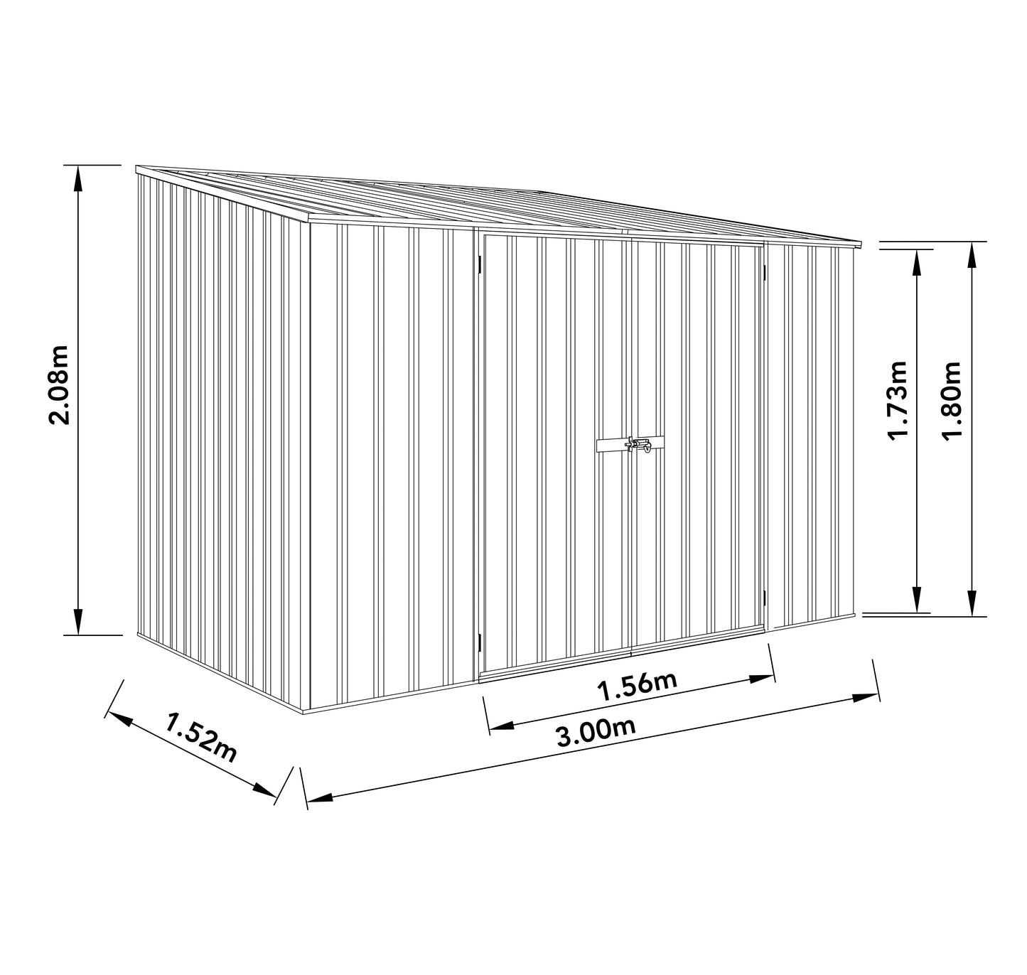 Mercia Absco Space Saver Shed 3m x 1.52m - (Pale Eucalyptus)