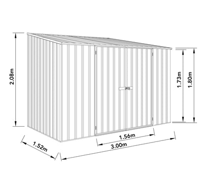 Mercia Absco Space Saver Shed 3m x 1.52m - (Wooland Grey)