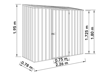 Mercia Absco Space Saver Shed 2.26m x 0.78m - (Zinc)