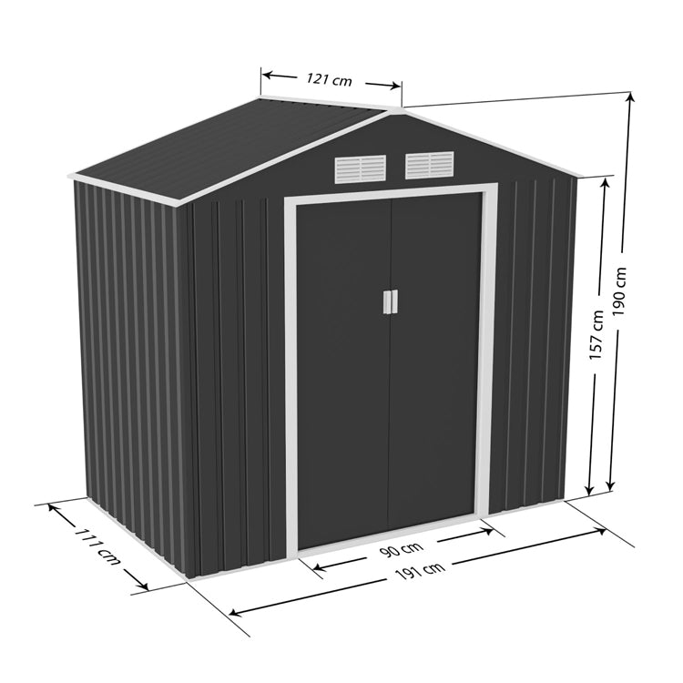 Lotus Hera Apex Metal Shed Including Foundation Kit - 7 x 4