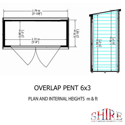 Shire Overlap Pent 6x3 Double Door Pressure Treated Range Wooden Garden Shed