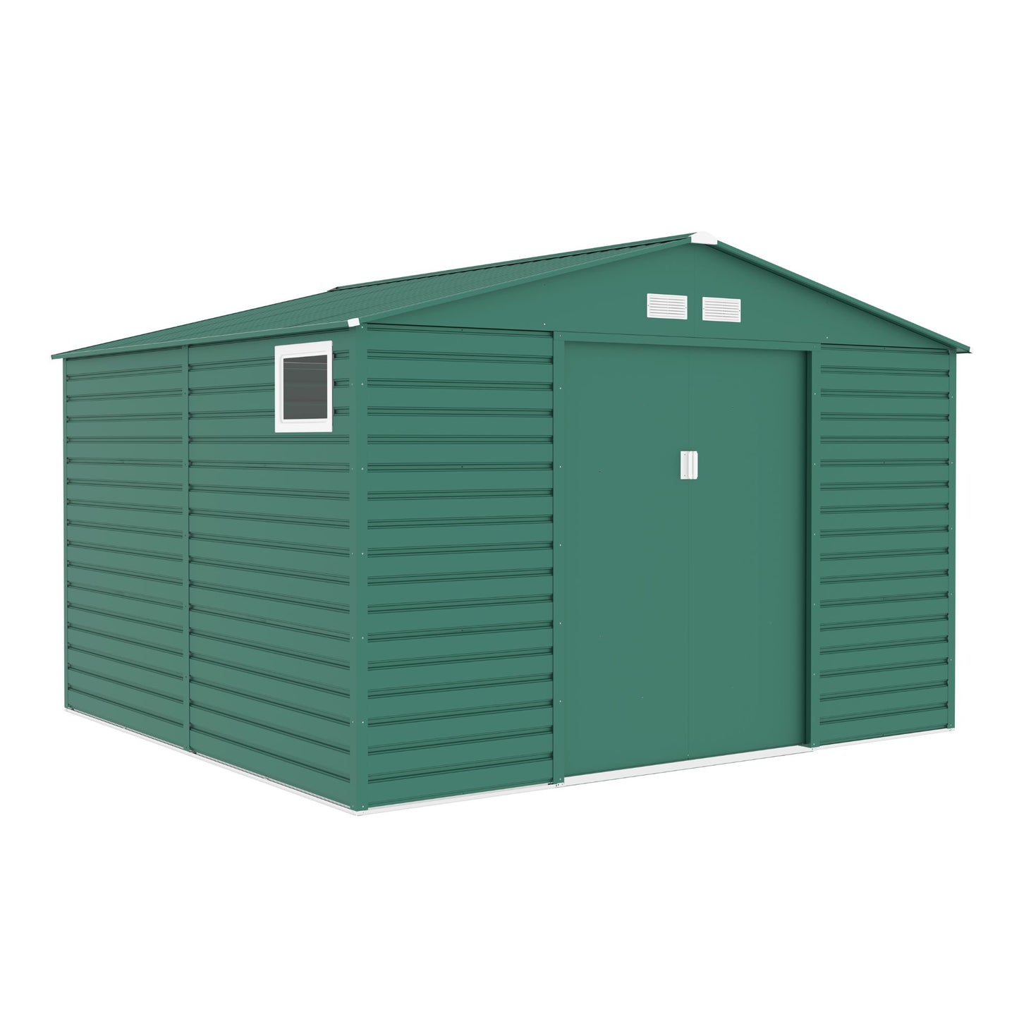 Lotus Hypnos Apex Metal Shed - 11x10.5ft Green