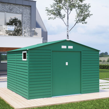 Lotus Hypnos Apex Metal Shed - 11x10.5ft Green