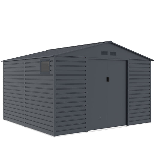 Lotus Hypnos Apex Metal Shed - 11x10.5ft Grey