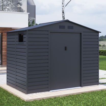 Lotus Hypnos Apex Metal Shed - 9x6ft Grey