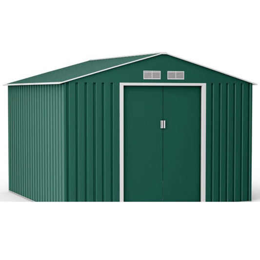 Lotus Orion Apex Metal Shed With Foundation Kit - 11x14 Dark Green