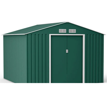 Lotus Orion Apex Metal Shed With Foundation Kit - 9x10 Dark Green