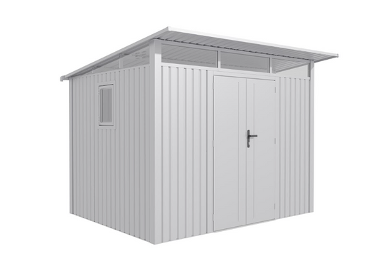 Lotus Minos Pent Aluminium Metal Shed - 9x8 White