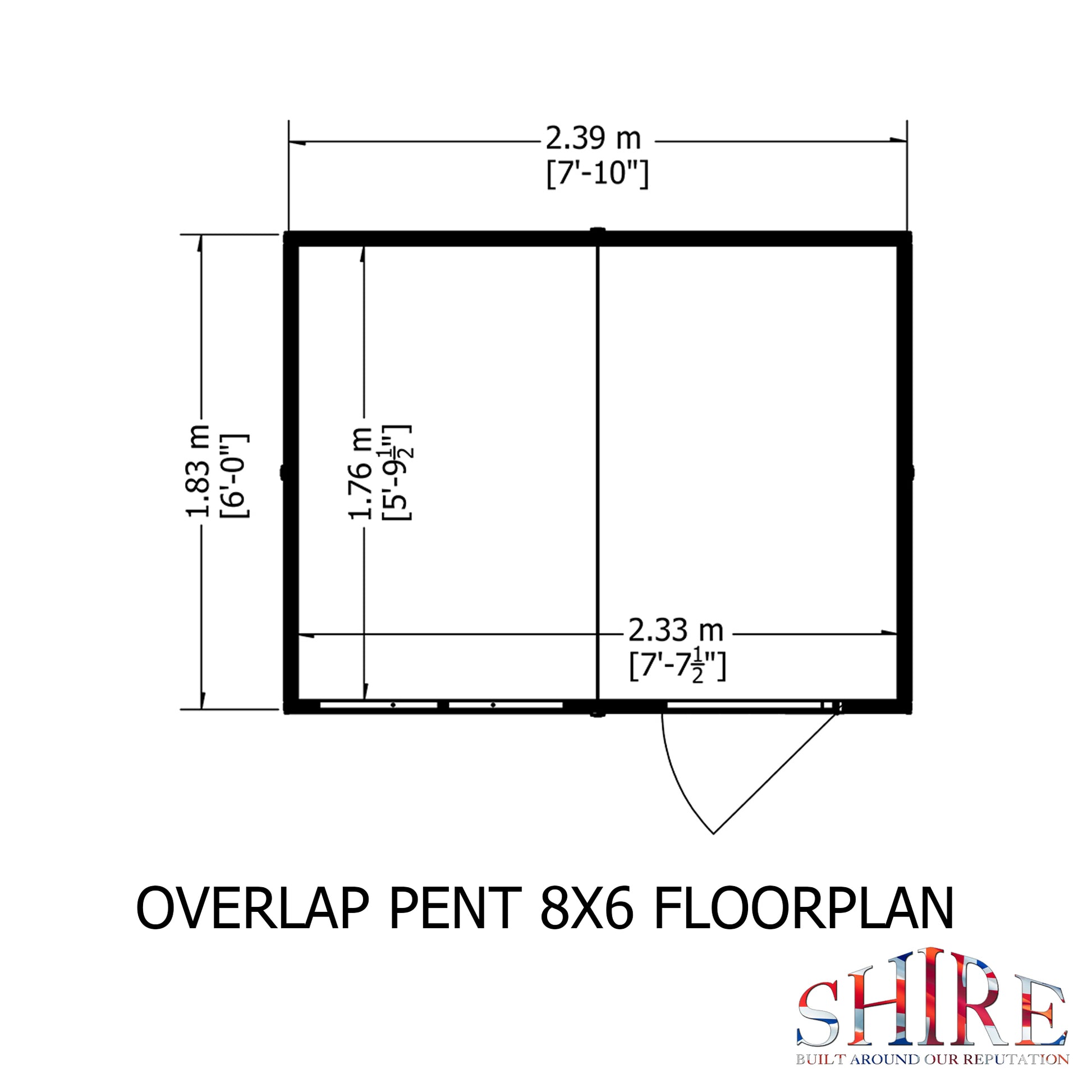 Shire Overlap Pent 8x6ft Dip Treated Wooden Garden Shed