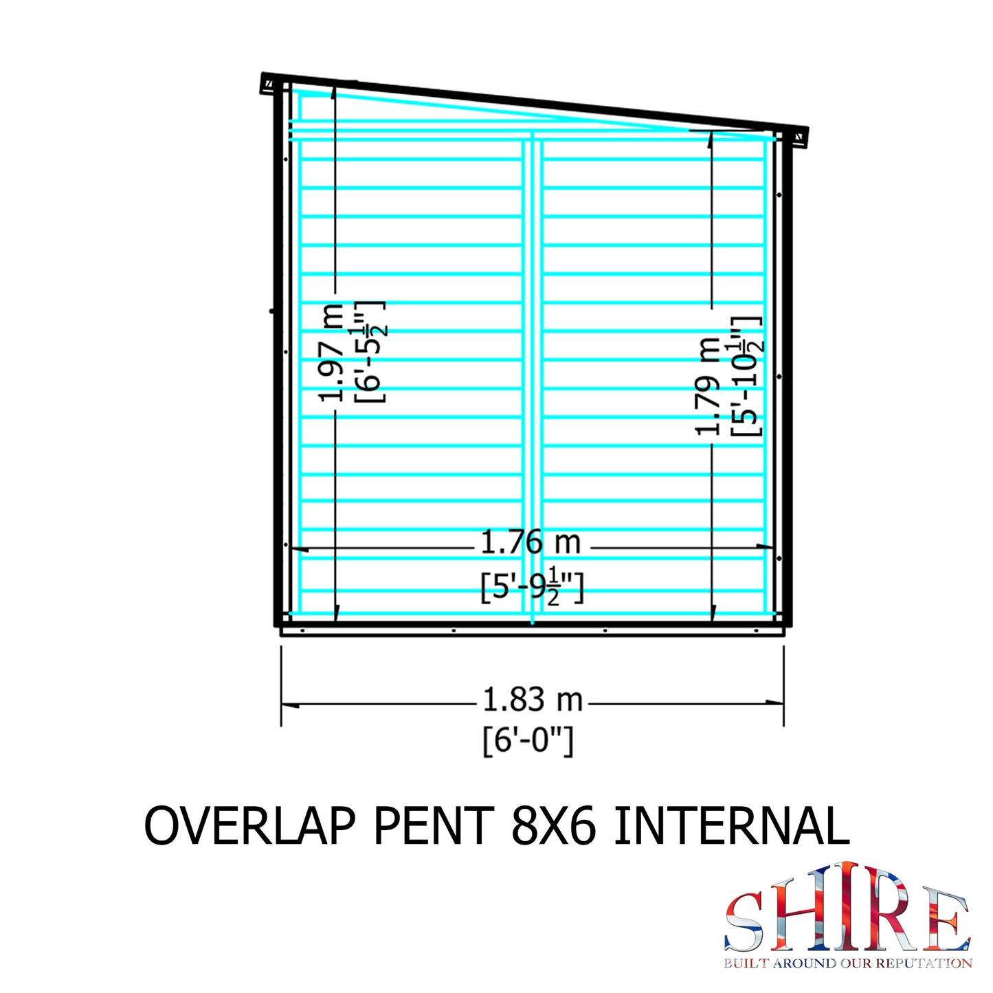 Shire Overlap Pent 8x6ft Dip Treated Wooden Garden Shed