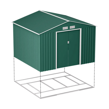 Lotus Orion Apex Metal Shed With Foundation Kit - 9x8 Dark Green