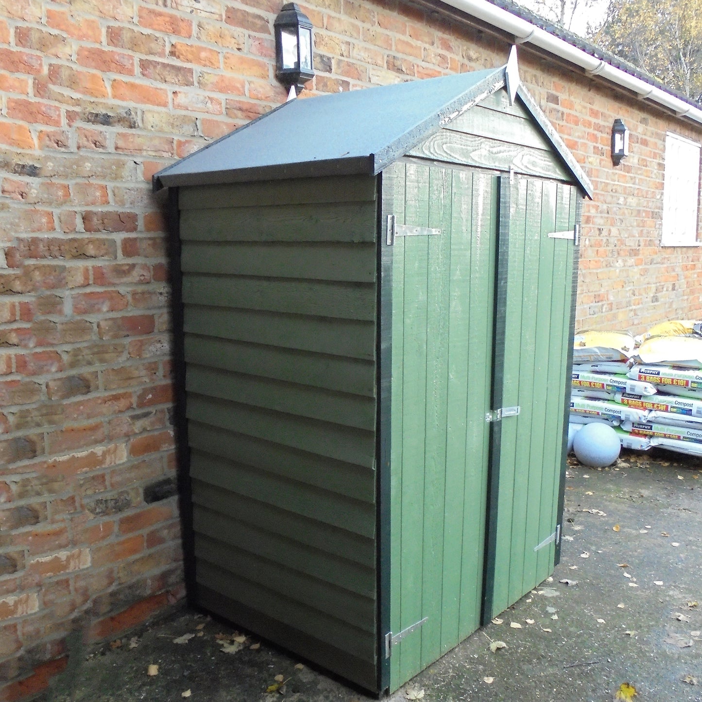 Shire Overlap Double Door + Shelves 4x3 ft Dip Treated Wooden Garden Shed