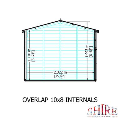 Shire Overlap Double Door 10x 8 Dip Treated Wooden Garden Shed