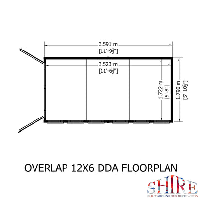 Shire Overlap Double Door 12 x 6 Dip Treated Wooden Garden Shed