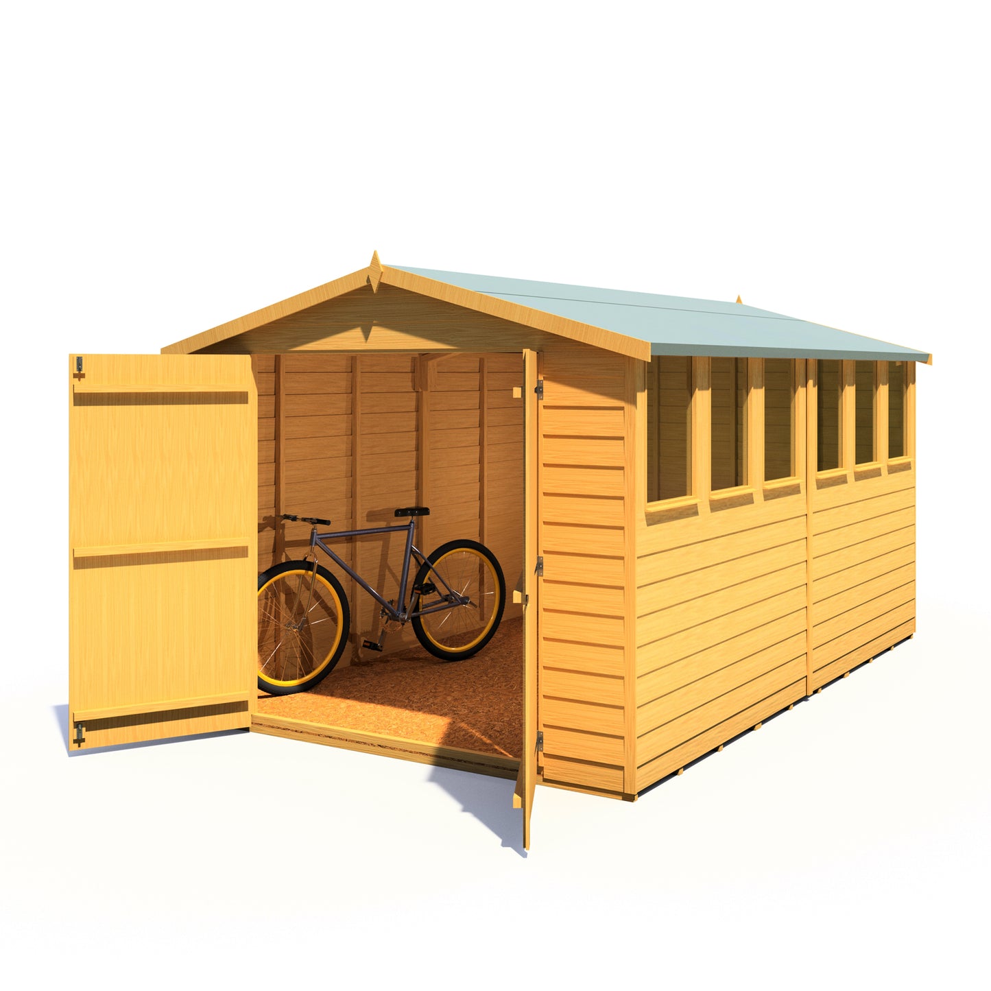 Shire Overlap Double Door 12x 8 Dip Treated Wooden Garden Shed