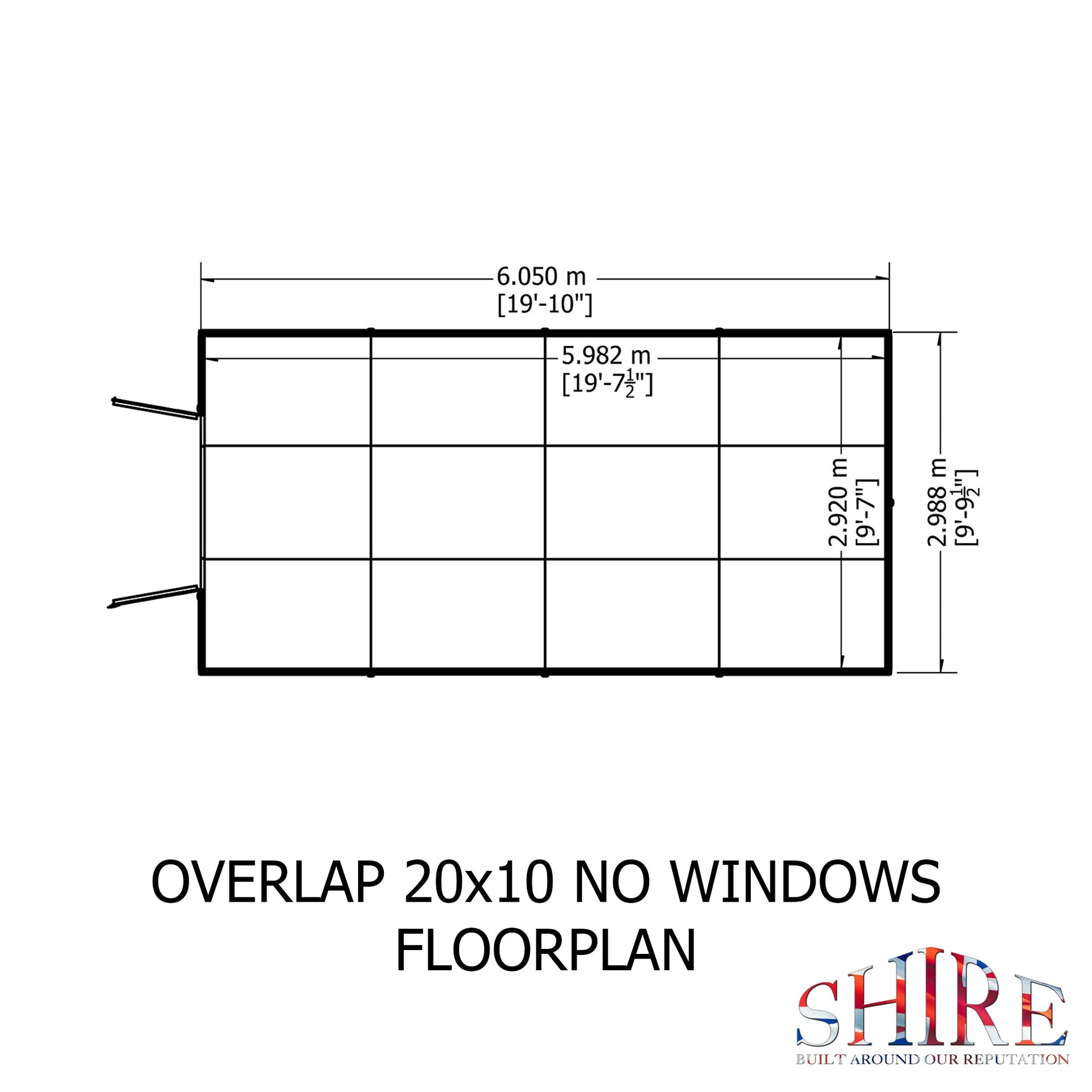 Shire Overlap Double Door 10x20 Dip Treated Wooden Garden Shed