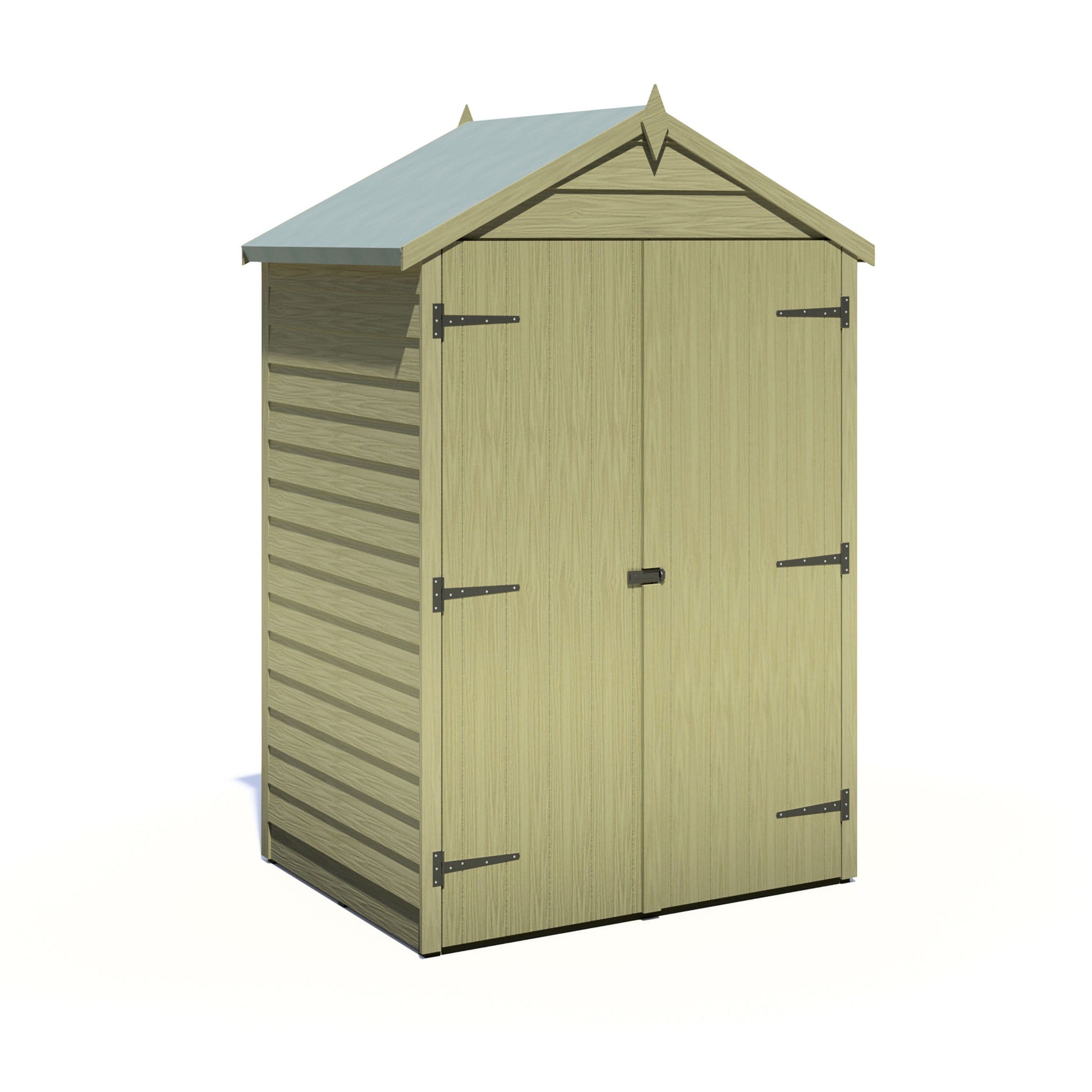 Shire Overlap Pressure Treated 4x3 Double Door Pressure Treated Value Range Wooden Garden Shed