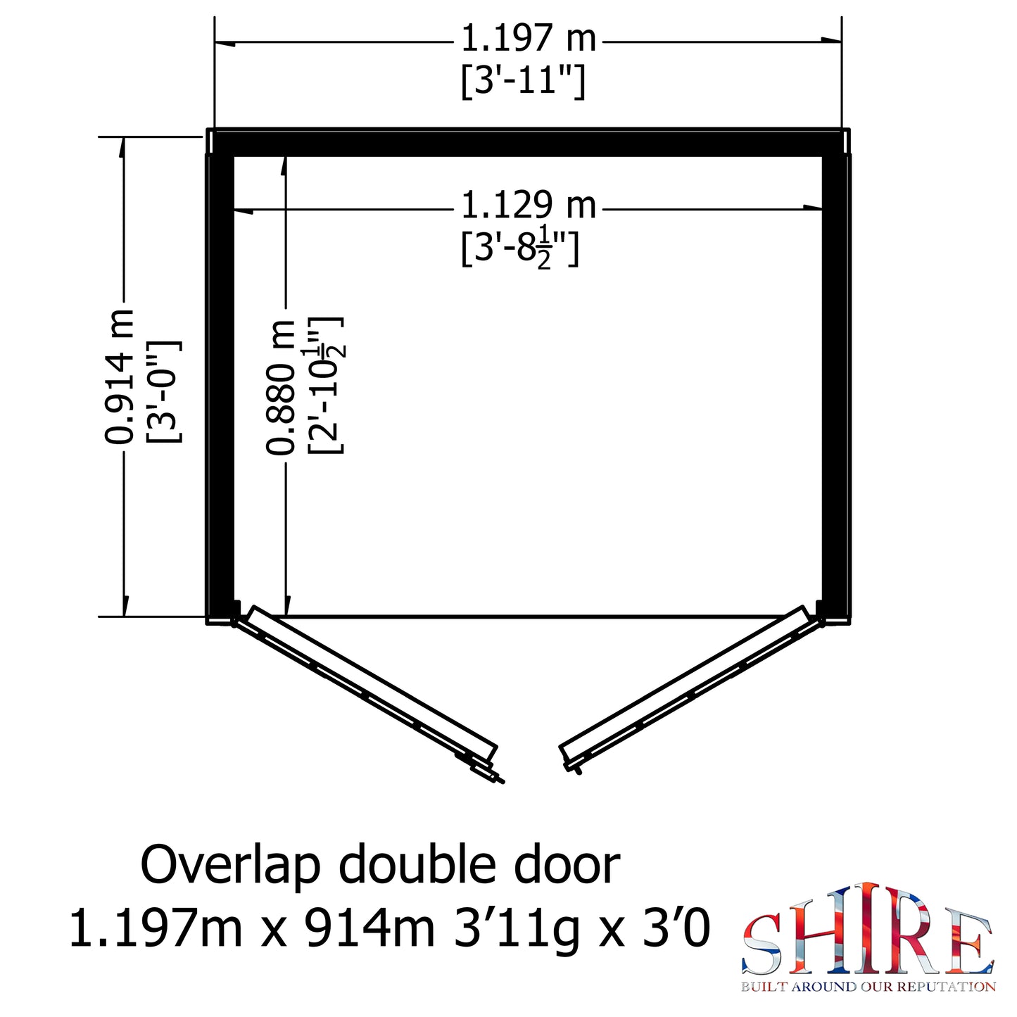 Shire Overlap Double Door + Shelves 4x3 ft Dip Treated Wooden Garden Shed