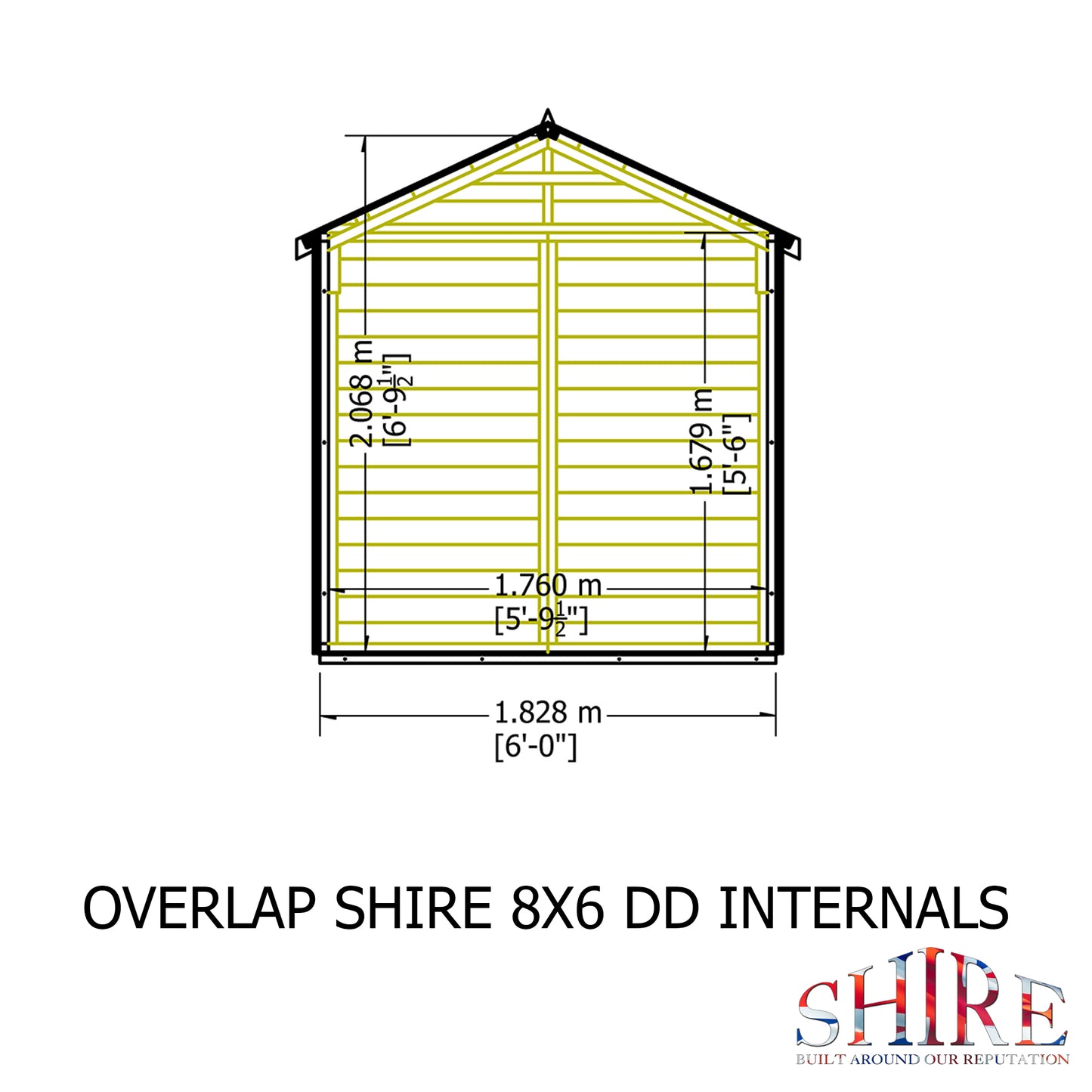 Shire Overlap Premium Double Door No windows 8 x 6 ft Dip Treated Wooden Garden Shed