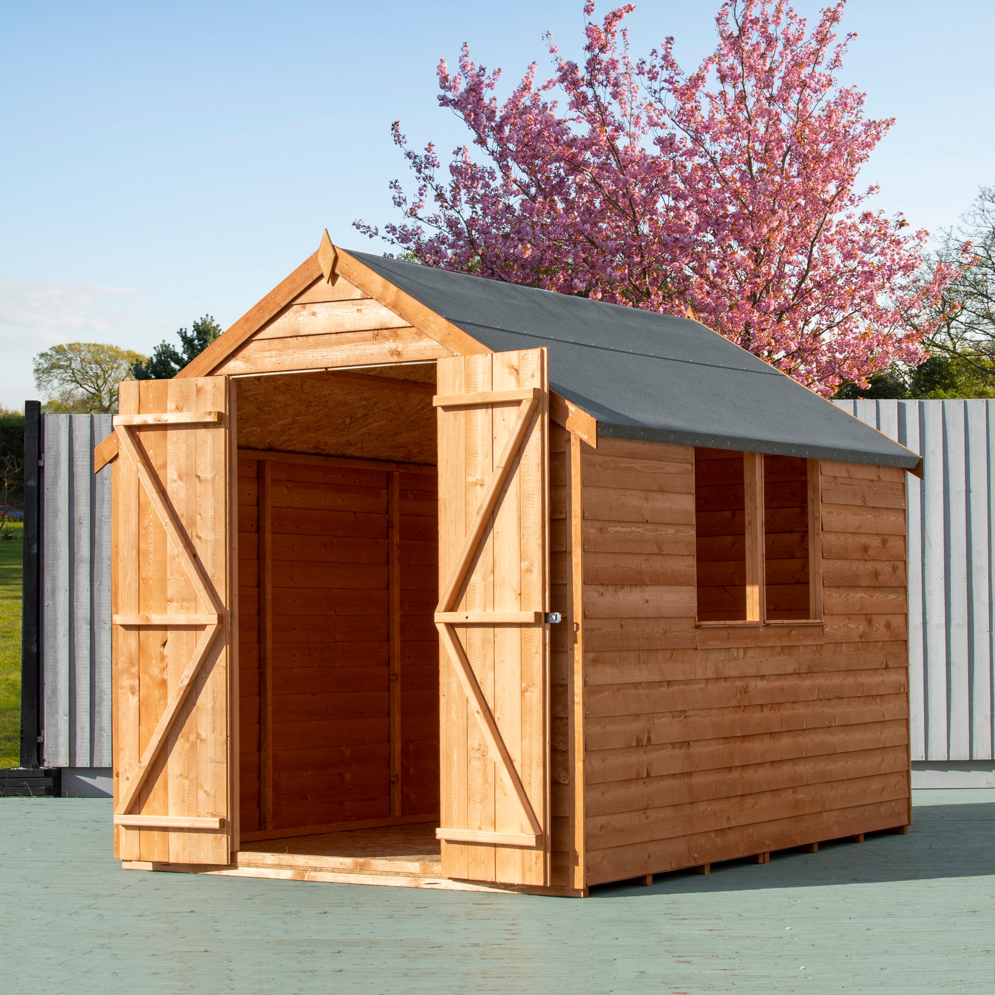 Shire Overlap 8' x 6' Double Door Value With Window Dip Treated Wooden Apex Garden Shed