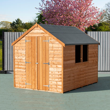 Shire Overlap 8' x 6' Double Door Value With Window Dip Treated Wooden Apex Garden Shed