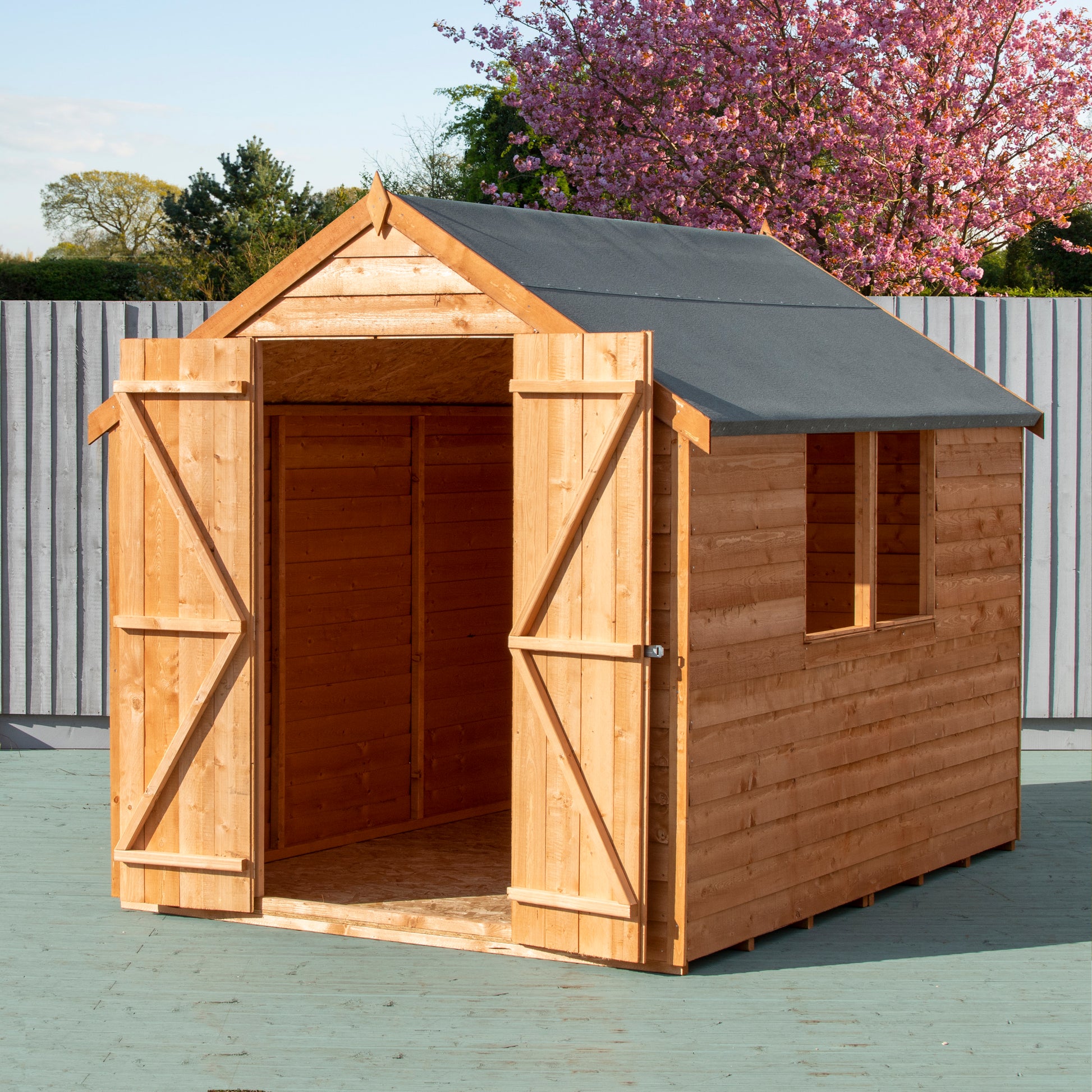 Shire Overlap 8' x 6' Double Door Value With Window Dip Treated Wooden Apex Garden Shed