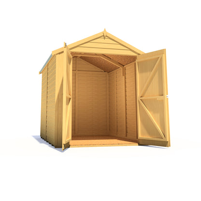 Shire Overlap Premium Double Door No windows 8x6 Pressure Treated Value Range Wooden Garden Shed