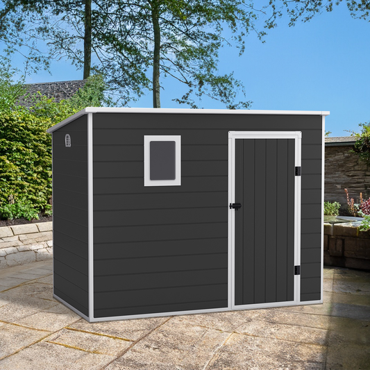 Lotus Oxonia Pent Plastic Shed Dark Grey With Floor - 8 x 5