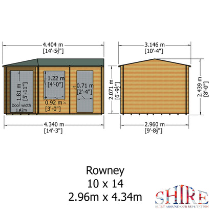 Shire Rowney 10' x 14' ft Corner Log Cabin