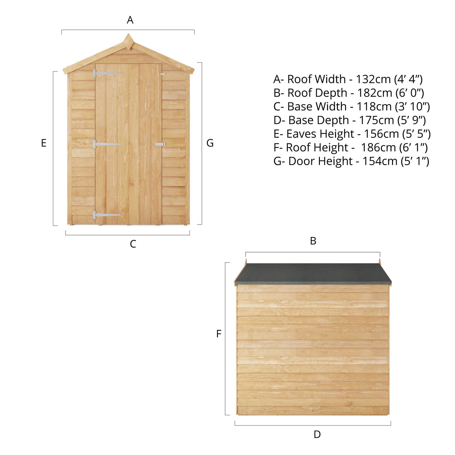 Mercia 6 x 4 Overlap Apex  - Windowless Shed