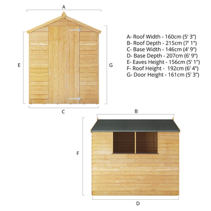 Mercia 7 x 5 Overlap Apex Shed