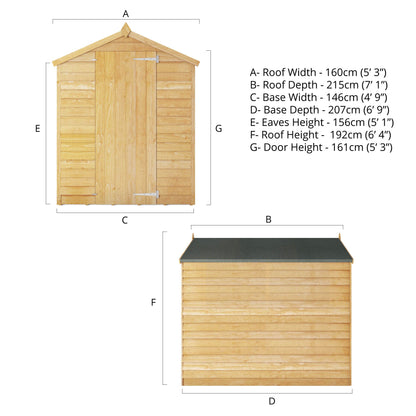 Mercia 7 x 5 Overlap Apex  - Windowless Shed