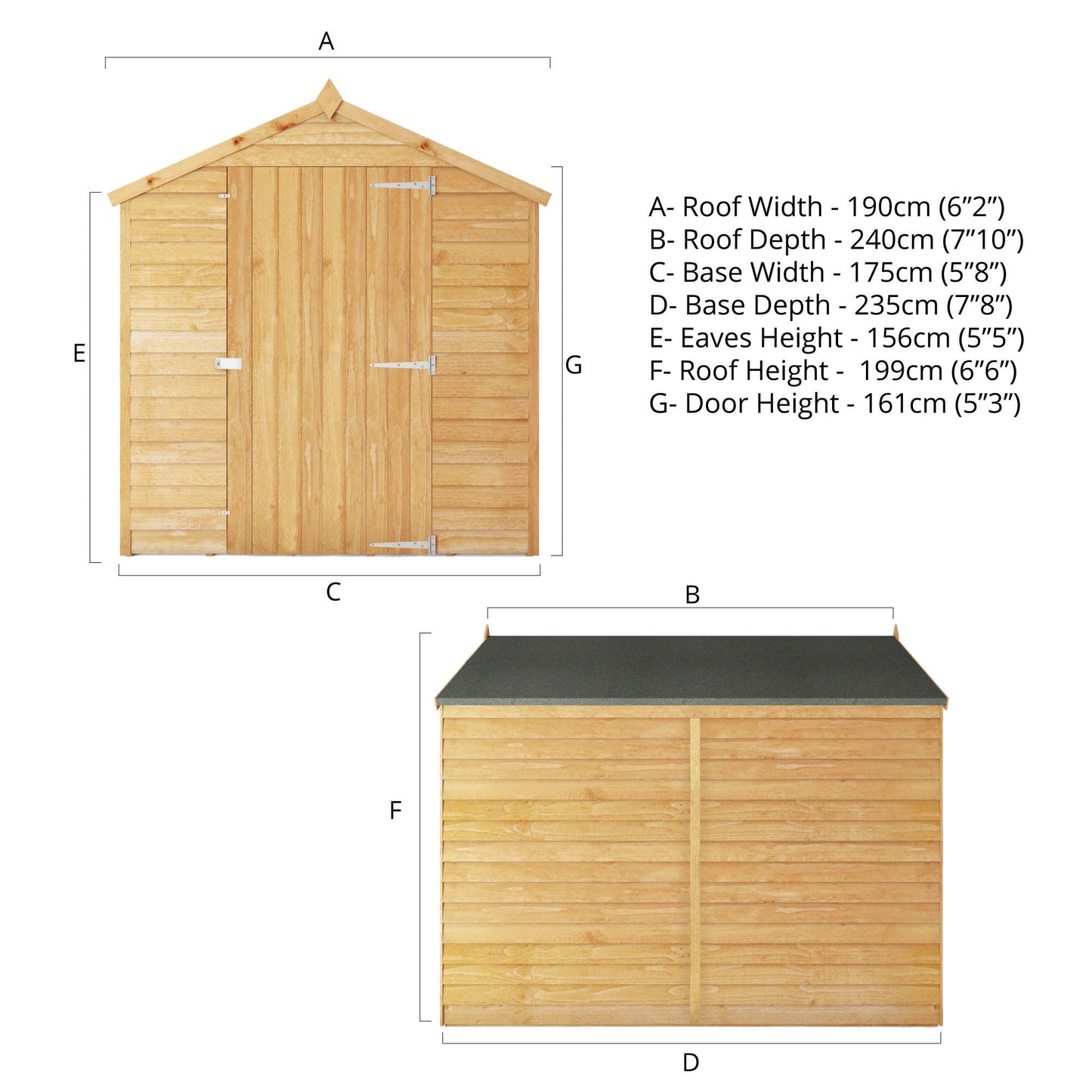 Mercia 8 x 6 Overlap Apex - Single Door - Windowless Shed