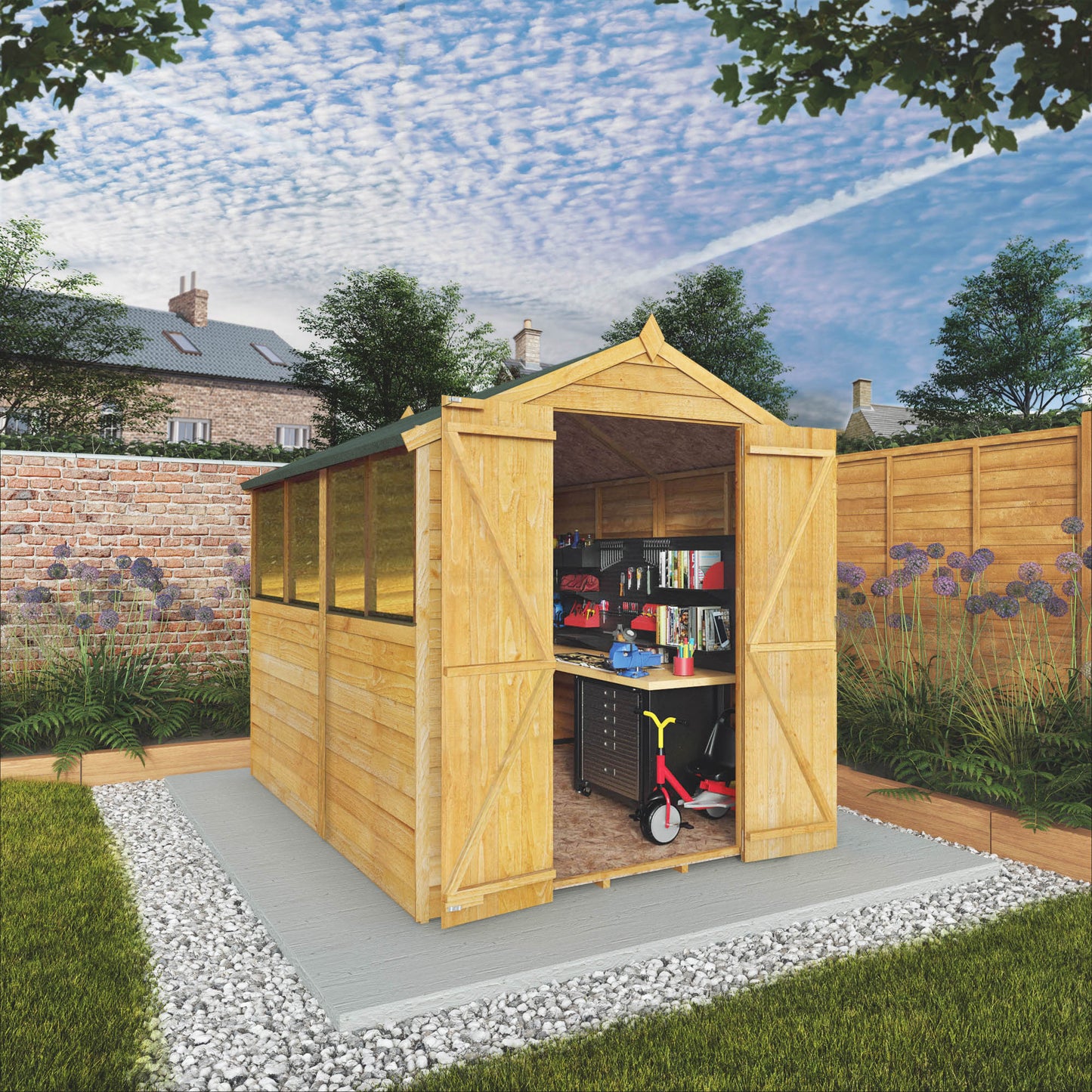 Mercia 8 x 6 Overlap Apex - Double Door Shed