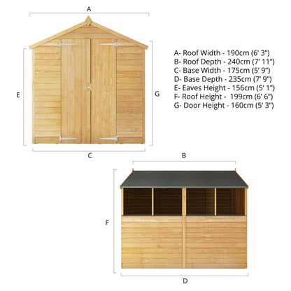 Mercia 8 x 6 Overlap Apex - Double Door Shed