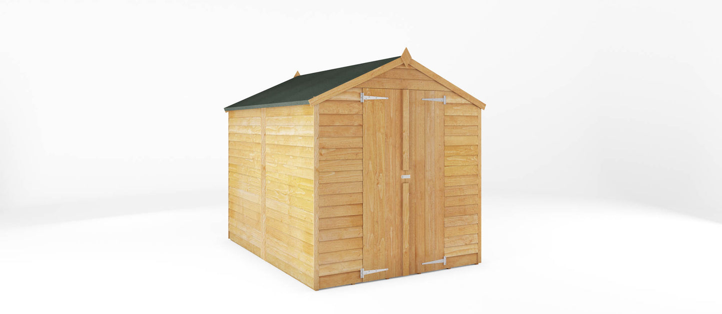 Mercia 8 x 6 Overlap Apex - Double Door  - Windowless Shed